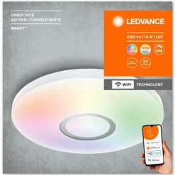 Plafonnier LEDVANCE ORBISKITE Blanc, 1 lumière, Changeur de couleurs