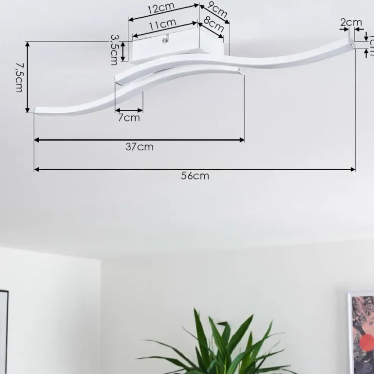 hofstein Éclairage Led|Plafonnier Letala LED Blanc, 2 lumières