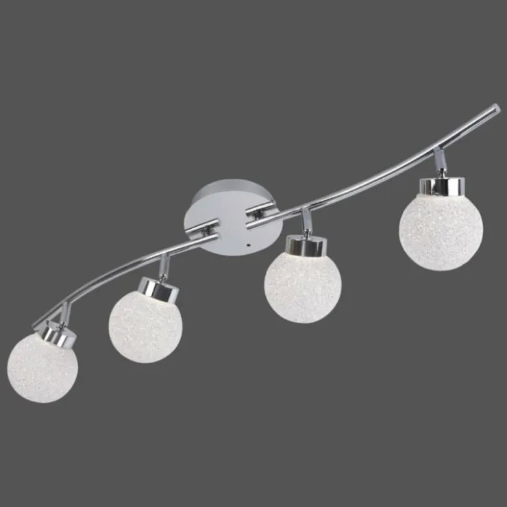 Luminaires Leuchten Direkt Éclairage Led|Plafonnier Leuchten Direkt MIKO LED Chrome, 4 lumières, Télécommandes, Changeur de couleurs