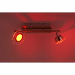 Luminaires Leuchten Direkt Éclairage Led|Plafonnier Leuchten Direkt LOLA-MIKE LED Acier inoxydable, 2 lumières, Télécommandes, Changeur de couleurs