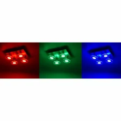 Luminaires Leuchten Direkt Éclairage Led|Plafonnier Leuchten Direkt LOLA-MIKE LED Acier inoxydable, 4 lumières, Télécommandes, Changeur de couleurs
