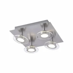 Luminaires Leuchten Direkt Éclairage Led|Plafonnier Leuchten Direkt LOLA-MIKE LED Acier inoxydable, 4 lumières, Télécommandes, Changeur de couleurs
