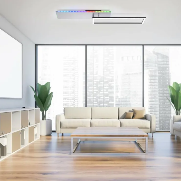 Luminaires Leuchten Direkt Éclairage Led|Plafonnier Leuchten Direkt RENDA LED Argenté, 2 lumières, Télécommandes, Changeur de couleurs
