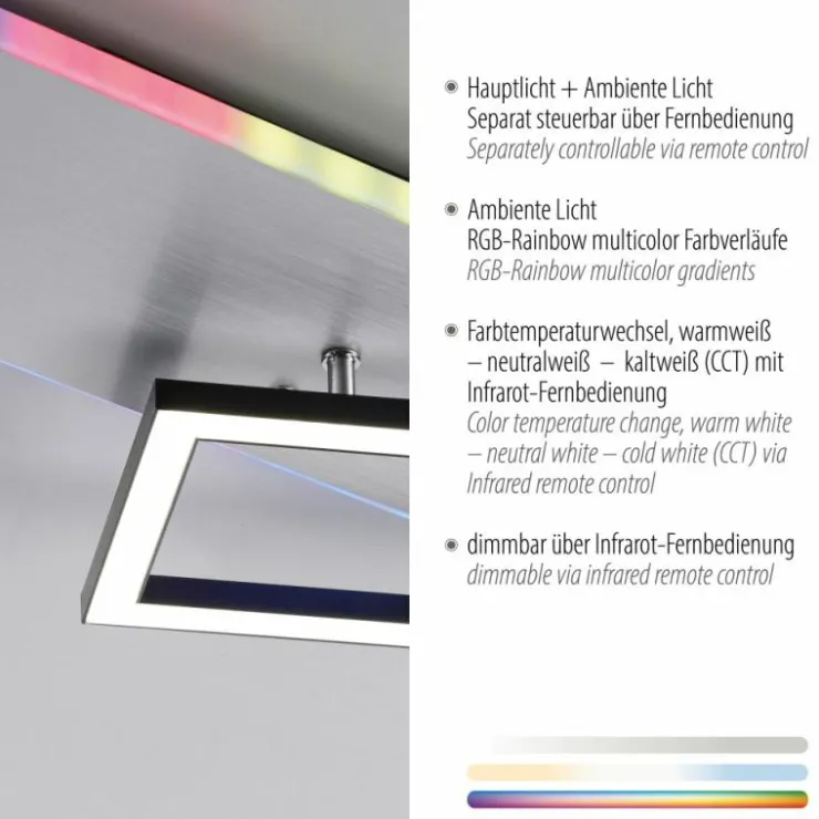 Luminaires Leuchten Direkt Éclairage Led|Plafonnier Leuchten Direkt RENDA LED Argenté, 2 lumières, Télécommandes, Changeur de couleurs