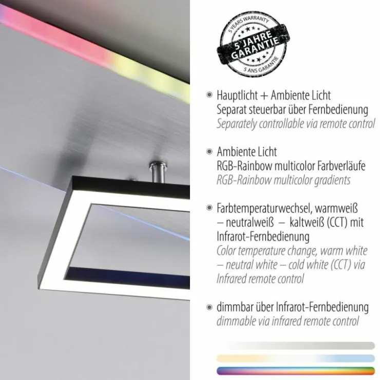 Luminaires Leuchten Direkt Éclairage Led|Plafonnier Leuchten Direkt RENDA LED Argenté, 2 lumières, Télécommandes, Changeur de couleurs