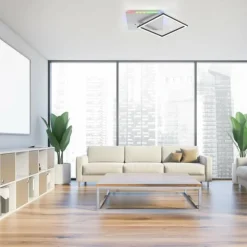 Luminaires Leuchten Direkt Éclairage Led|Plafonnier Leuchten Direkt RENDA LED Argenté, 2 lumières, Télécommandes, Changeur de couleurs
