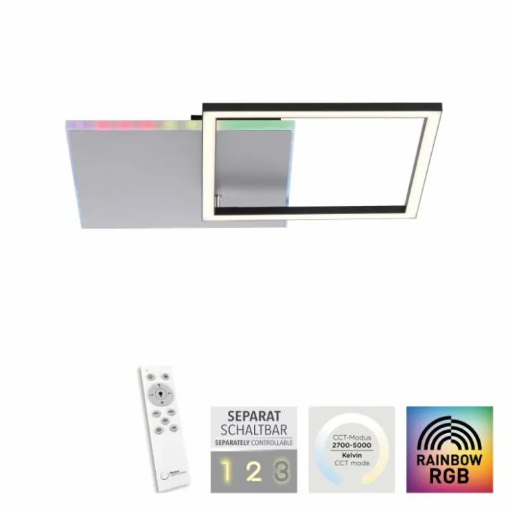 Luminaires Leuchten Direkt Éclairage Led|Plafonnier Leuchten Direkt RENDA LED Argenté, 2 lumières, Télécommandes, Changeur de couleurs