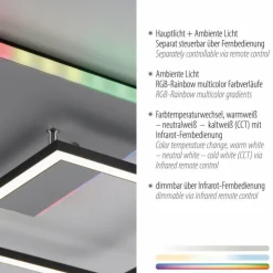 Luminaires Leuchten Direkt Éclairage Led|Plafonnier Leuchten Direkt RENDA LED Argenté, 2 lumières, Télécommandes, Changeur de couleurs