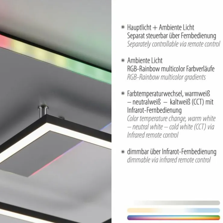 Luminaires Leuchten Direkt Éclairage Led|Plafonnier Leuchten Direkt RENDA LED Argenté, 2 lumières, Télécommandes, Changeur de couleurs