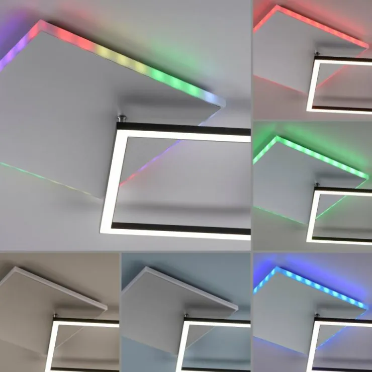 Luminaires Leuchten Direkt Éclairage Led|Plafonnier Leuchten Direkt RENDA LED Argenté, 2 lumières, Télécommandes, Changeur de couleurs