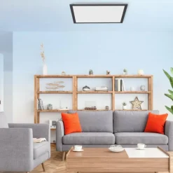 Luminaires Leuchten Direkt Éclairage Led|Plafonnier Leuchten-Direkt FLAT LED Noir, 1 lumière, Télécommandes