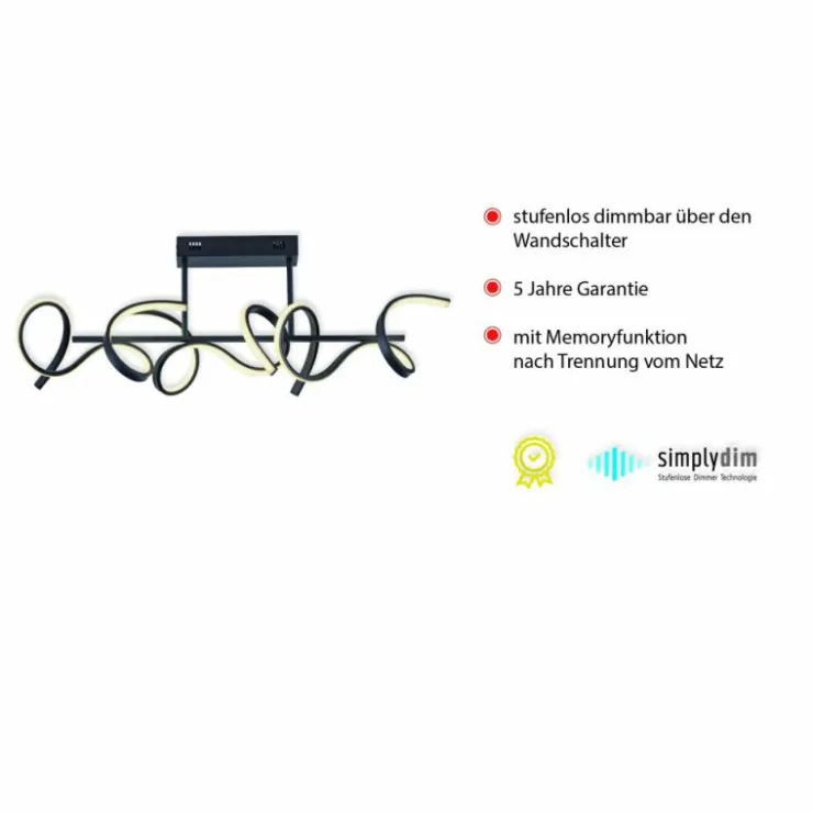 Luminaires Leuchten Direkt Éclairage Led|Plafonnier Leuchten-Direkt CURLS LED Noir, 3 lumières
