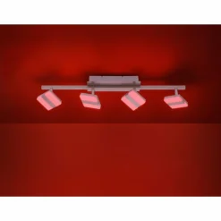 Plafonnier Leuchten-Direkt LOLAsmart-SABI LED Nickel mat, 4 lumières, Télécommandes, Changeur de couleurs