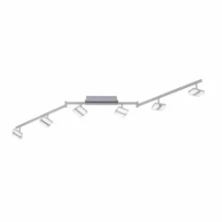Plafonnier Leuchten-Direkt SABI LED Nickel mat, 6 lumières, Télécommandes, Changeur de couleurs