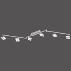 Plafonnier Leuchten-Direkt SABI LED Nickel mat, 6 lumières, Télécommandes, Changeur de couleurs