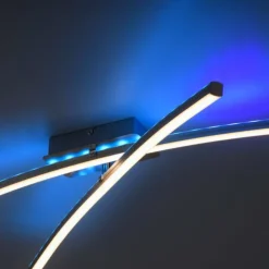 Luminaires Leuchten Direkt Éclairage Led|Plafonnier Leuchten-Direkt ALINA LED Acier brossé, 2 lumières, Télécommandes, Changeur de couleurs