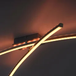 Luminaires Leuchten Direkt Éclairage Led|Plafonnier Leuchten-Direkt ALINA LED Acier brossé, 2 lumières, Télécommandes, Changeur de couleurs