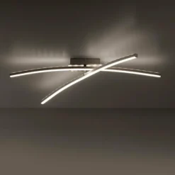 Luminaires Leuchten Direkt Éclairage Led|Plafonnier Leuchten-Direkt ALINA LED Acier brossé, 2 lumières, Télécommandes, Changeur de couleurs