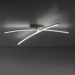 Luminaires Leuchten Direkt Éclairage Led|Plafonnier Leuchten-Direkt ALINA LED Acier brossé, 2 lumières, Télécommandes, Changeur de couleurs