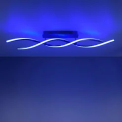 Plafonnier Leuchten-Direkt LOLAsmart-SWING LED Acier brossé, 2 lumières, Télécommandes, Changeur de couleurs