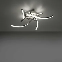 Plafonnier Leuchten-Direkt LOLAsmart-SWING LED Acier brossé, 4 lumières, Télécommandes, Changeur de couleurs