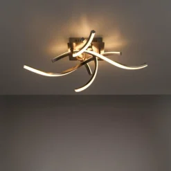 Plafonnier Leuchten-Direkt LOLAsmart-SWING LED Acier brossé, 4 lumières, Télécommandes, Changeur de couleurs