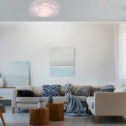 Plafonnier Leuchten-Direkt LOLAsmart-NAOMI LED Blanc, 1 lumière, Télécommandes, Changeur de couleurs