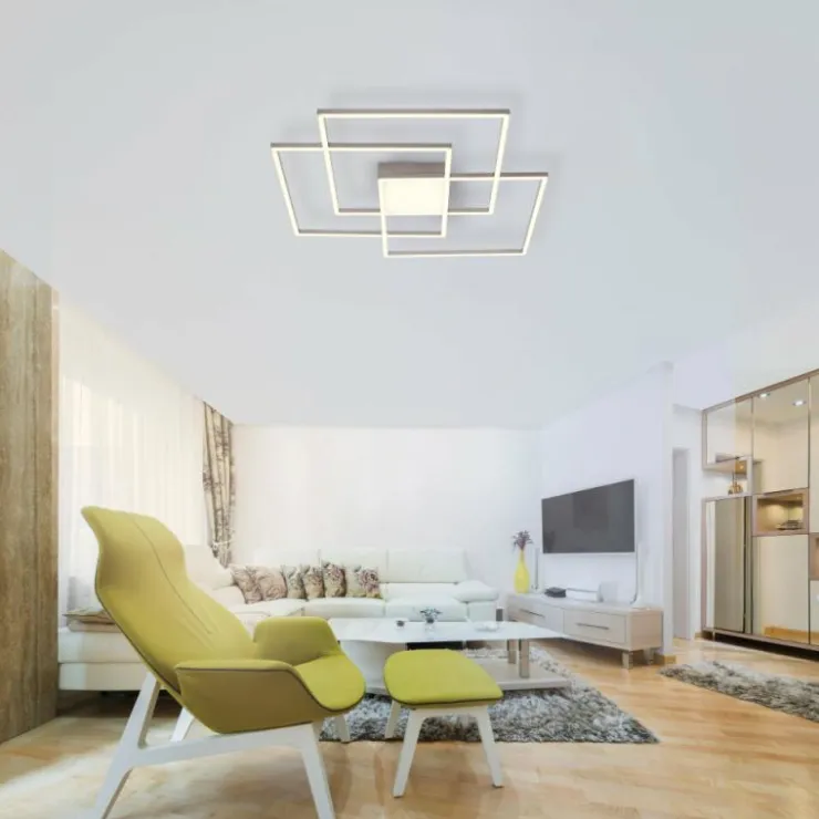 Luminaires Leuchten Direkt Éclairage Led|Plafonnier Leuchten-Direkt ASMIN LED Acier brossé, 3 lumières, Télécommandes