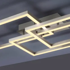 Plafonnier Leuchten-Direkt LOLAsmart-MAXI LED Acier brossé, 3 lumières, Télécommandes, Changeur de couleurs