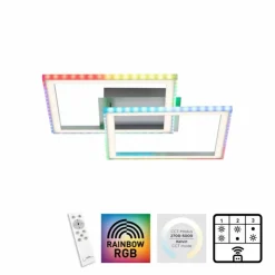 Luminaires Leuchten Direkt Éclairage Led|Plafonnier Leuchten-Direkt FELIX60 LED Acier brossé, 1 lumière, Télécommandes, Changeur de couleurs