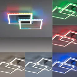 Luminaires Leuchten Direkt Éclairage Led|Plafonnier Leuchten-Direkt FELIX60 LED Acier brossé, 1 lumière, Télécommandes, Changeur de couleurs