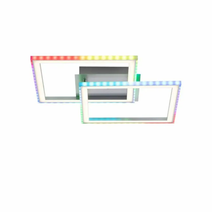 Luminaires Leuchten Direkt Éclairage Led|Plafonnier Leuchten-Direkt FELIX60 LED Acier brossé, 1 lumière, Télécommandes, Changeur de couleurs