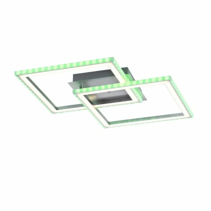 Luminaires Leuchten Direkt Éclairage Led|Plafonnier Leuchten-Direkt FELIX60 LED Acier brossé, 1 lumière, Télécommandes, Changeur de couleurs