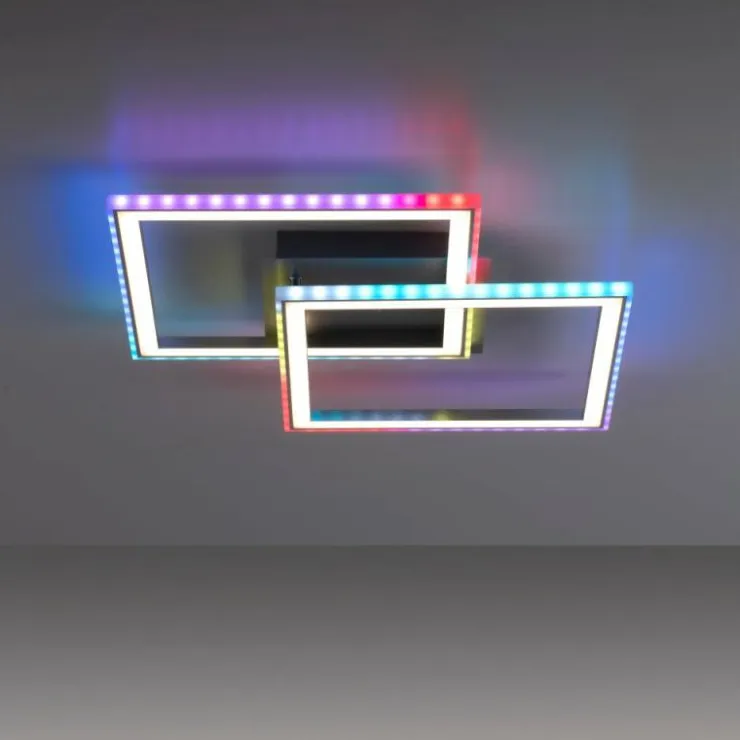 Luminaires Leuchten Direkt Éclairage Led|Plafonnier Leuchten-Direkt FELIX60 LED Acier brossé, 1 lumière, Télécommandes, Changeur de couleurs