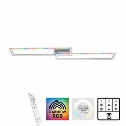Luminaires Leuchten Direkt Éclairage Led|Plafonnier Leuchten-Direkt FELIX60 LED Acier brossé, 1 lumière, Télécommandes, Changeur de couleurs