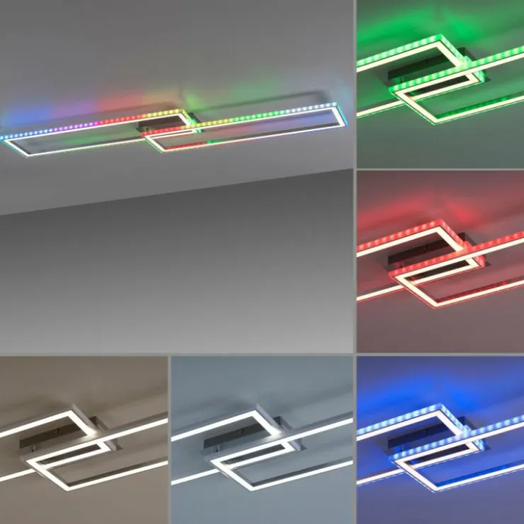 Luminaires Leuchten Direkt Éclairage Led|Plafonnier Leuchten-Direkt FELIX60 LED Acier brossé, 1 lumière, Télécommandes, Changeur de couleurs