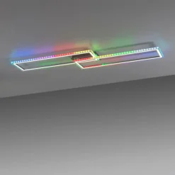 Luminaires Leuchten Direkt Éclairage Led|Plafonnier Leuchten-Direkt FELIX60 LED Acier brossé, 1 lumière, Télécommandes, Changeur de couleurs
