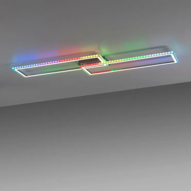 Luminaires Leuchten Direkt Éclairage Led|Plafonnier Leuchten-Direkt FELIX60 LED Acier brossé, 1 lumière, Télécommandes, Changeur de couleurs
