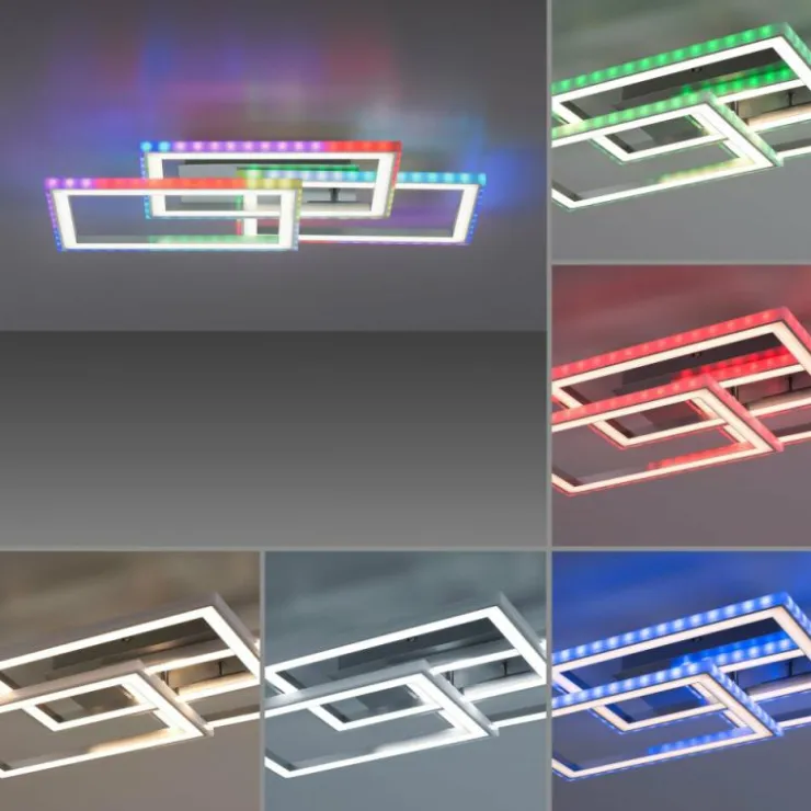 Luminaires Leuchten Direkt Éclairage Led|Plafonnier Leuchten-Direkt FELIX60 LED Acier brossé, 1 lumière, Télécommandes, Changeur de couleurs