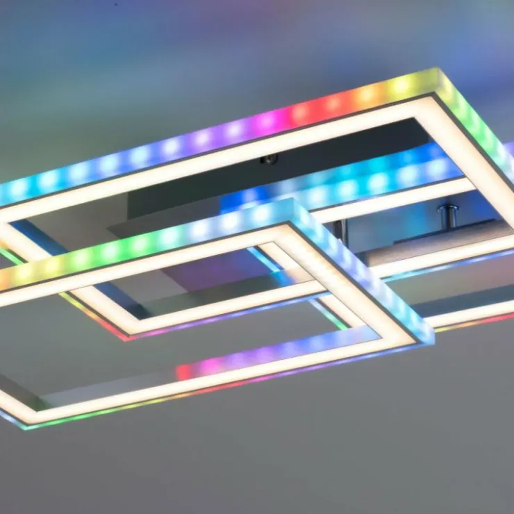 Luminaires Leuchten Direkt Éclairage Led|Plafonnier Leuchten-Direkt FELIX60 LED Acier brossé, 1 lumière, Télécommandes, Changeur de couleurs