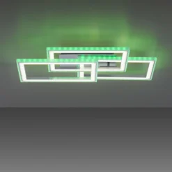 Luminaires Leuchten Direkt Éclairage Led|Plafonnier Leuchten-Direkt FELIX60 LED Acier brossé, 1 lumière, Télécommandes, Changeur de couleurs