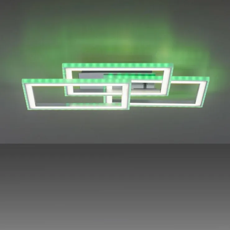 Luminaires Leuchten Direkt Éclairage Led|Plafonnier Leuchten-Direkt FELIX60 LED Acier brossé, 1 lumière, Télécommandes, Changeur de couleurs