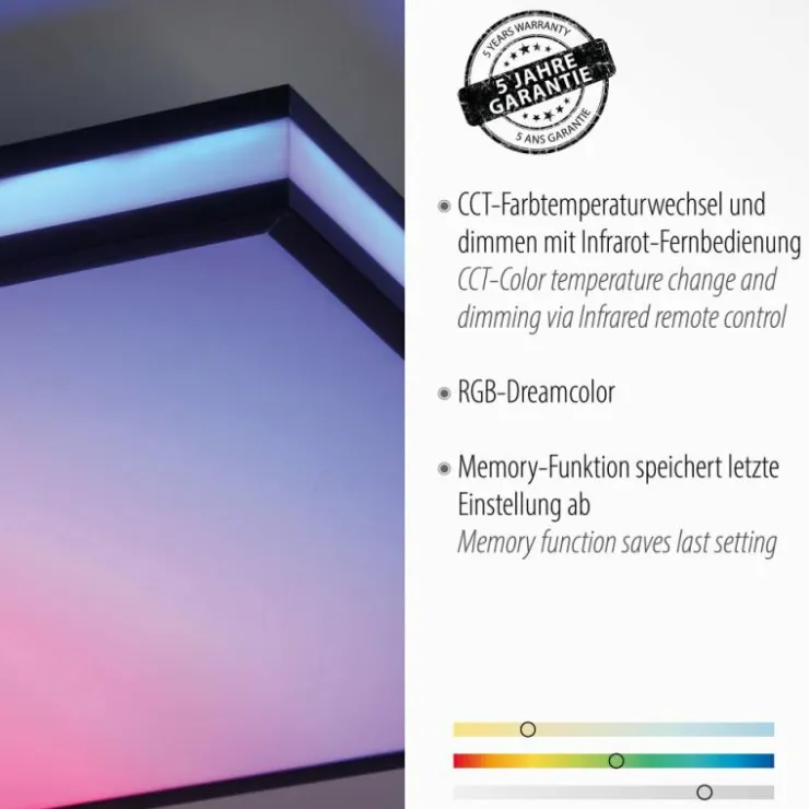 Luminaires Leuchten Direkt Éclairage Led|Plafonnier Leuchten-Direkt MARIO BLACK LED Noir, 1 lumière, Télécommandes, Changeur de couleurs