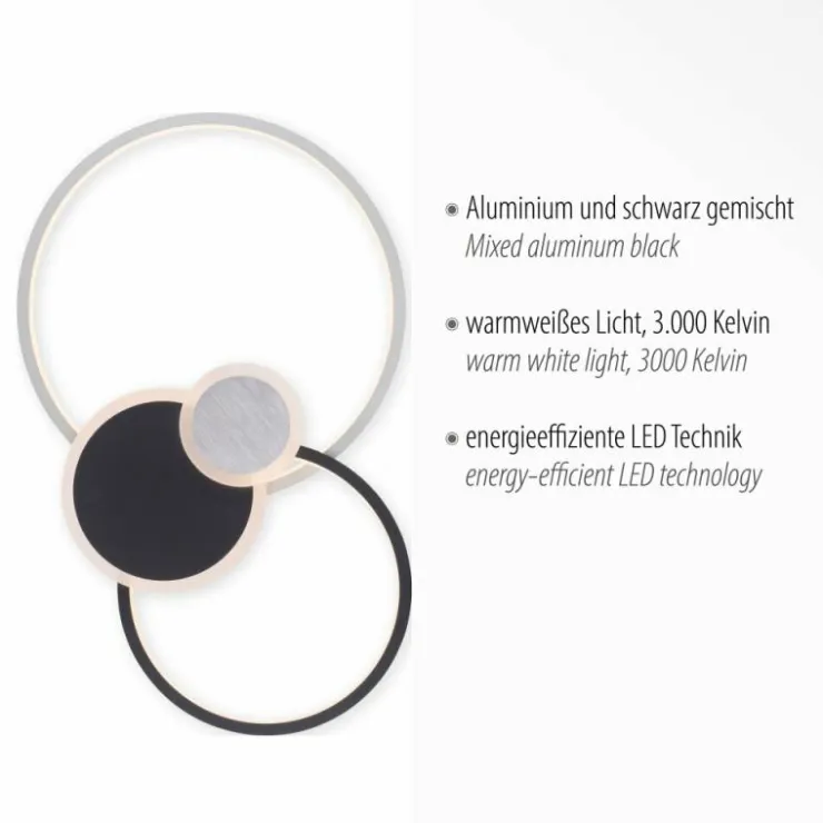 Luminaires Leuchten Direkt Éclairage Led|Plafonnier Leuchten-Direkt PAPILON LED Noir, 1 lumière