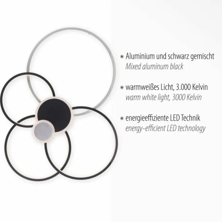 Luminaires Leuchten Direkt Éclairage Led|Plafonnier Leuchten-Direkt PAPILON LED Noir, 1 lumière