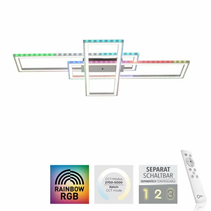 Luminaires Leuchten Direkt Éclairage Led|Plafonnier Leuchten-Direkt FELIX60 LED Acier brossé, 2 lumières, Télécommandes, Changeur de couleurs