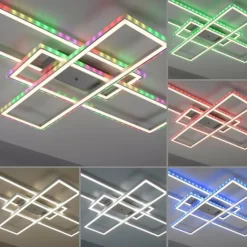 Luminaires Leuchten Direkt Éclairage Led|Plafonnier Leuchten-Direkt FELIX60 LED Acier brossé, 2 lumières, Télécommandes, Changeur de couleurs