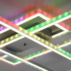 Luminaires Leuchten Direkt Éclairage Led|Plafonnier Leuchten-Direkt FELIX60 LED Acier brossé, 2 lumières, Télécommandes, Changeur de couleurs