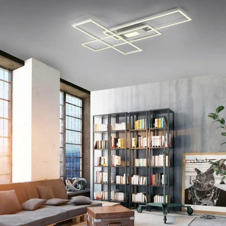 Luminaires Leuchten Direkt Éclairage Led|Plafonnier Leuchten-Direkt ASMIN LED Acier brossé, 1 lumière, Télécommandes