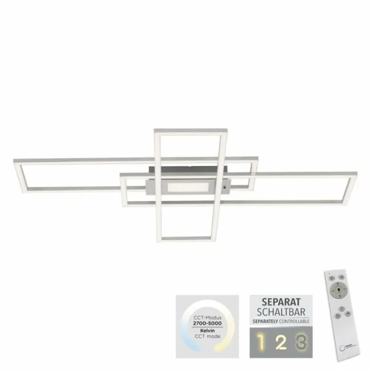 Luminaires Leuchten Direkt Éclairage Led|Plafonnier Leuchten-Direkt ASMIN LED Acier brossé, 1 lumière, Télécommandes
